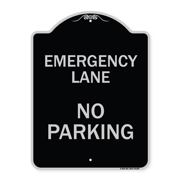 Emergency Lane No Parking Heavy-Gauge Aluminum Architectural Sign, 24" x 18", BS-1824-24109